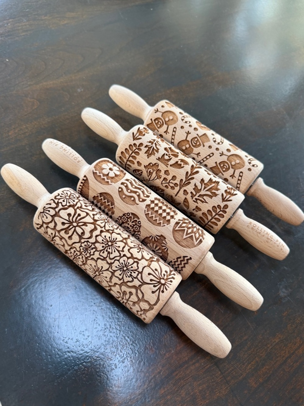 Engraved Wooden Embossing Rolling Pins - Seasonal - 4